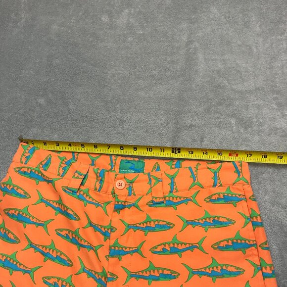 Liquid Flow Orange Shorts with Fish Print Size: 34"W - Picture 5 of 10